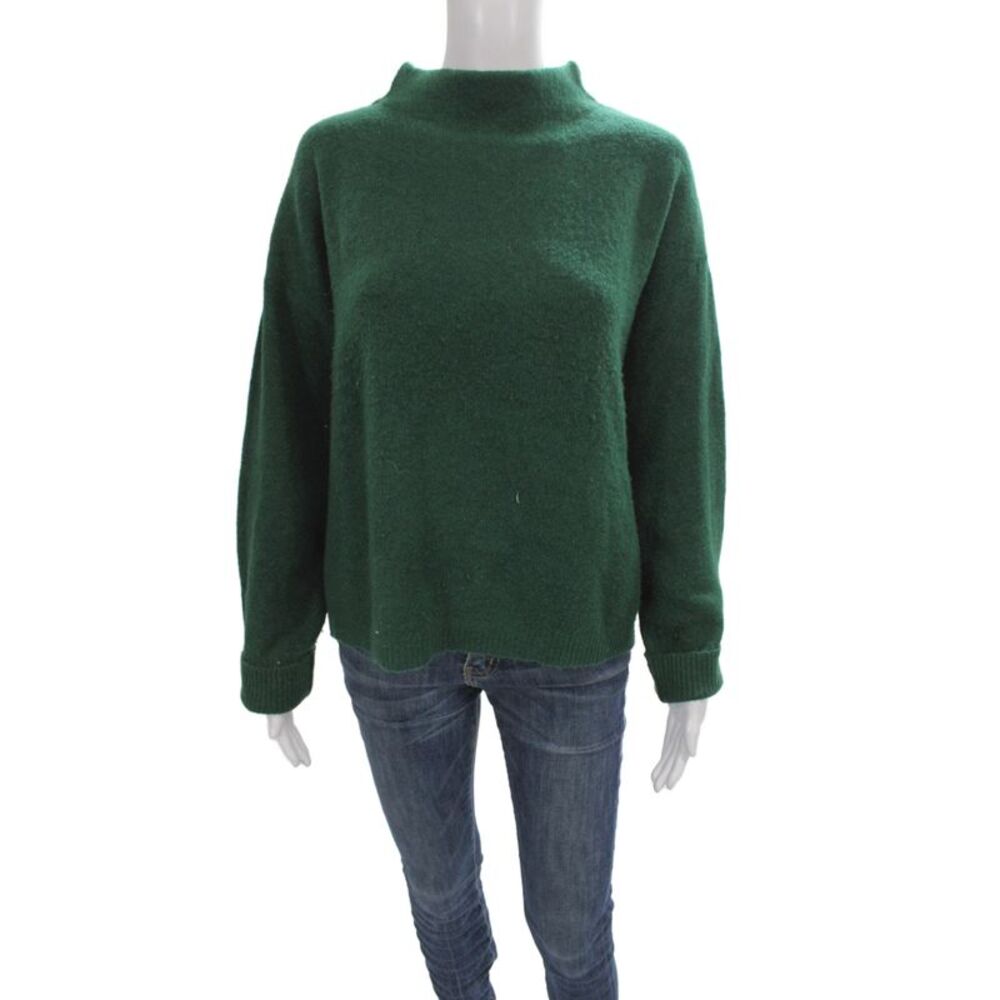 MNG Women Pullover Mock Neck Long Sleeve Green Sweater Size M